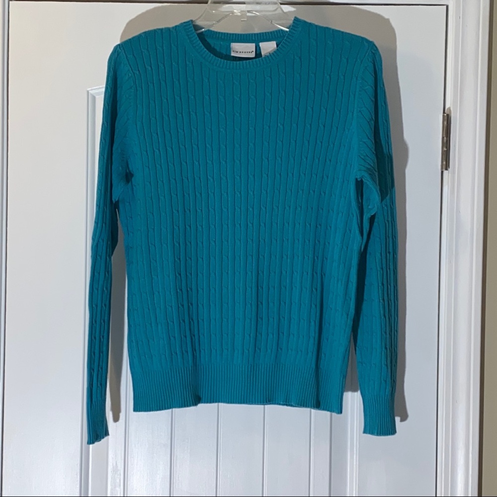 Kim Rogers Cable Sweater Small Blue Long Sleeve